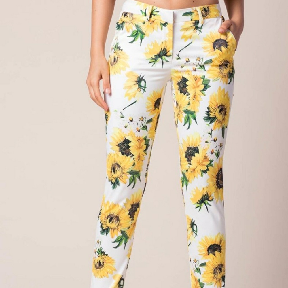 Sunflower print pants